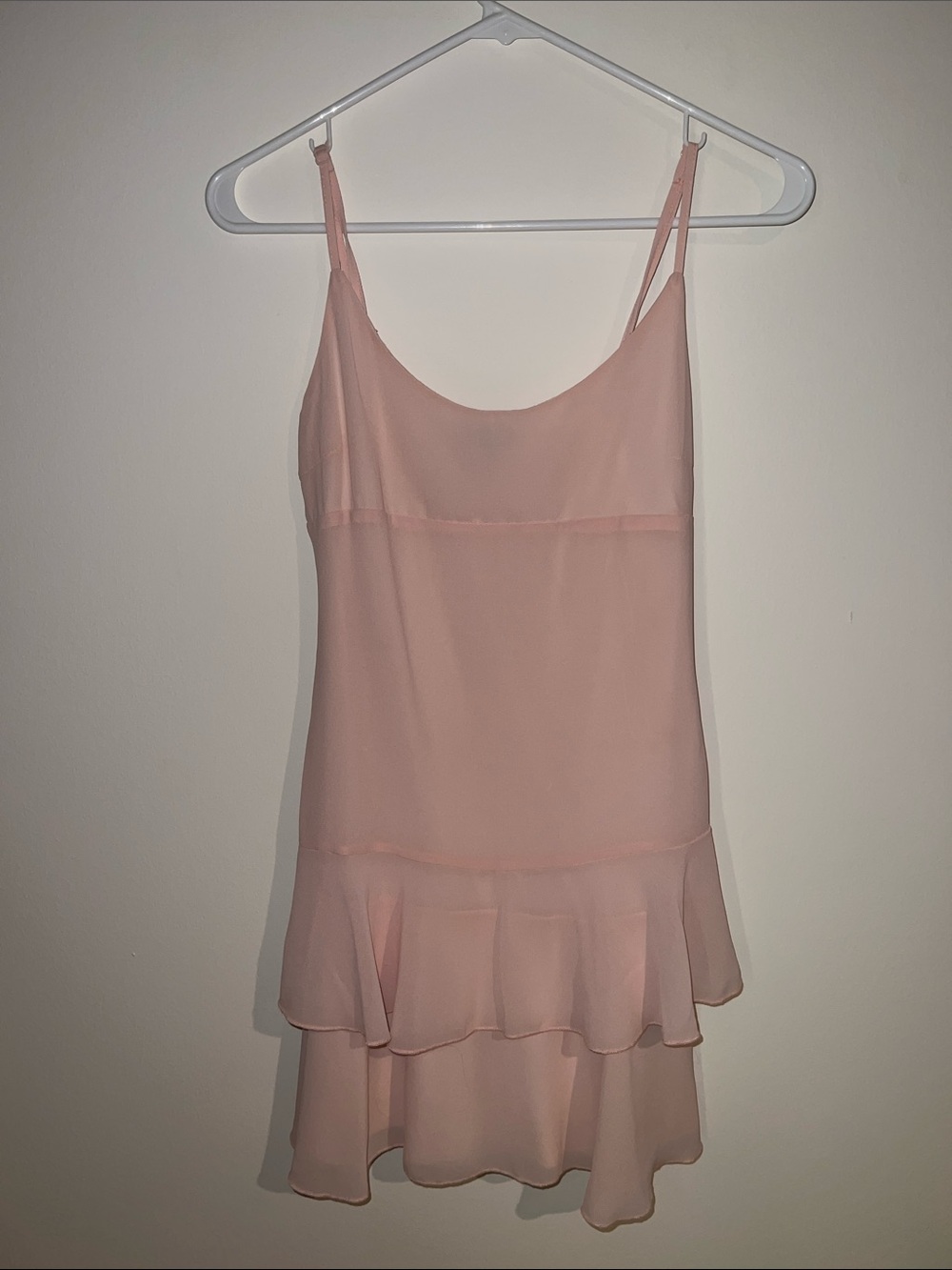 Women's Pink Ruffle Hem Mini Dress